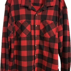 Red and Black Plaid Casual Button Down Shirt